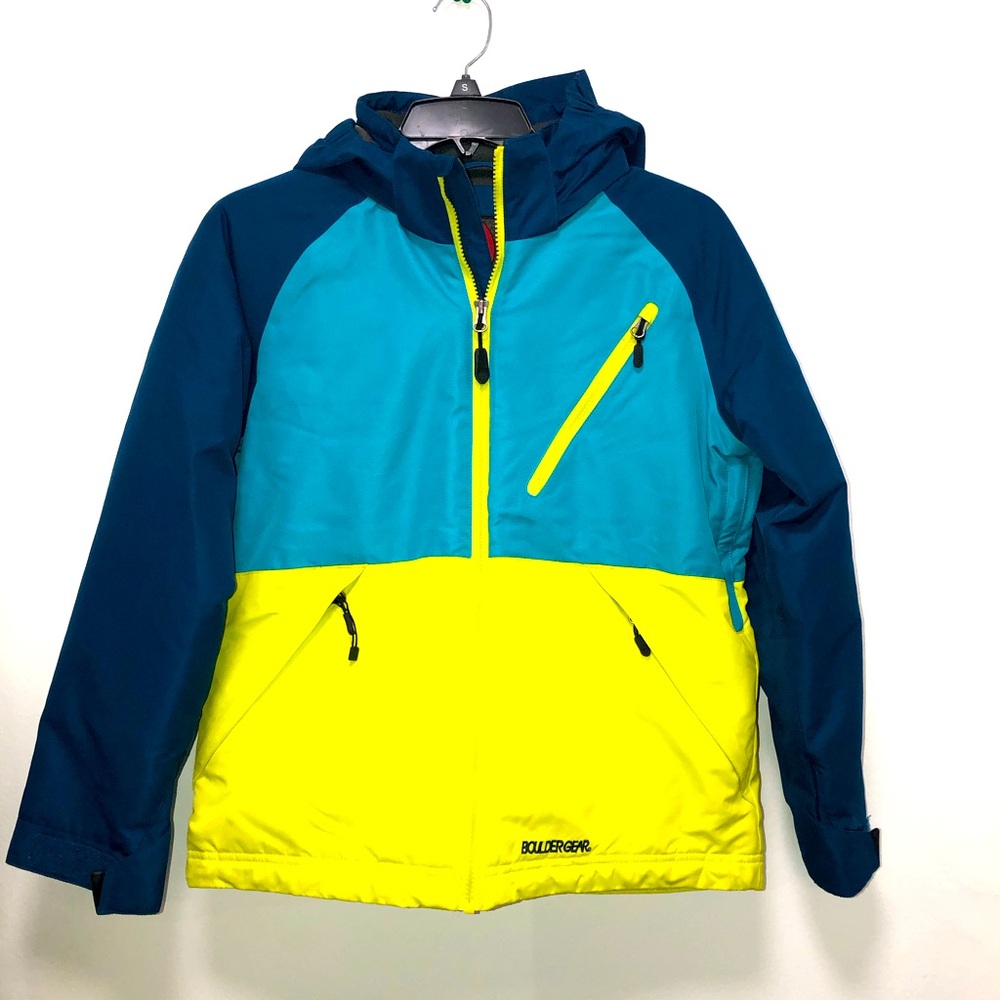 Boulders gear ski jacket for junior, size L, color block, very warm.